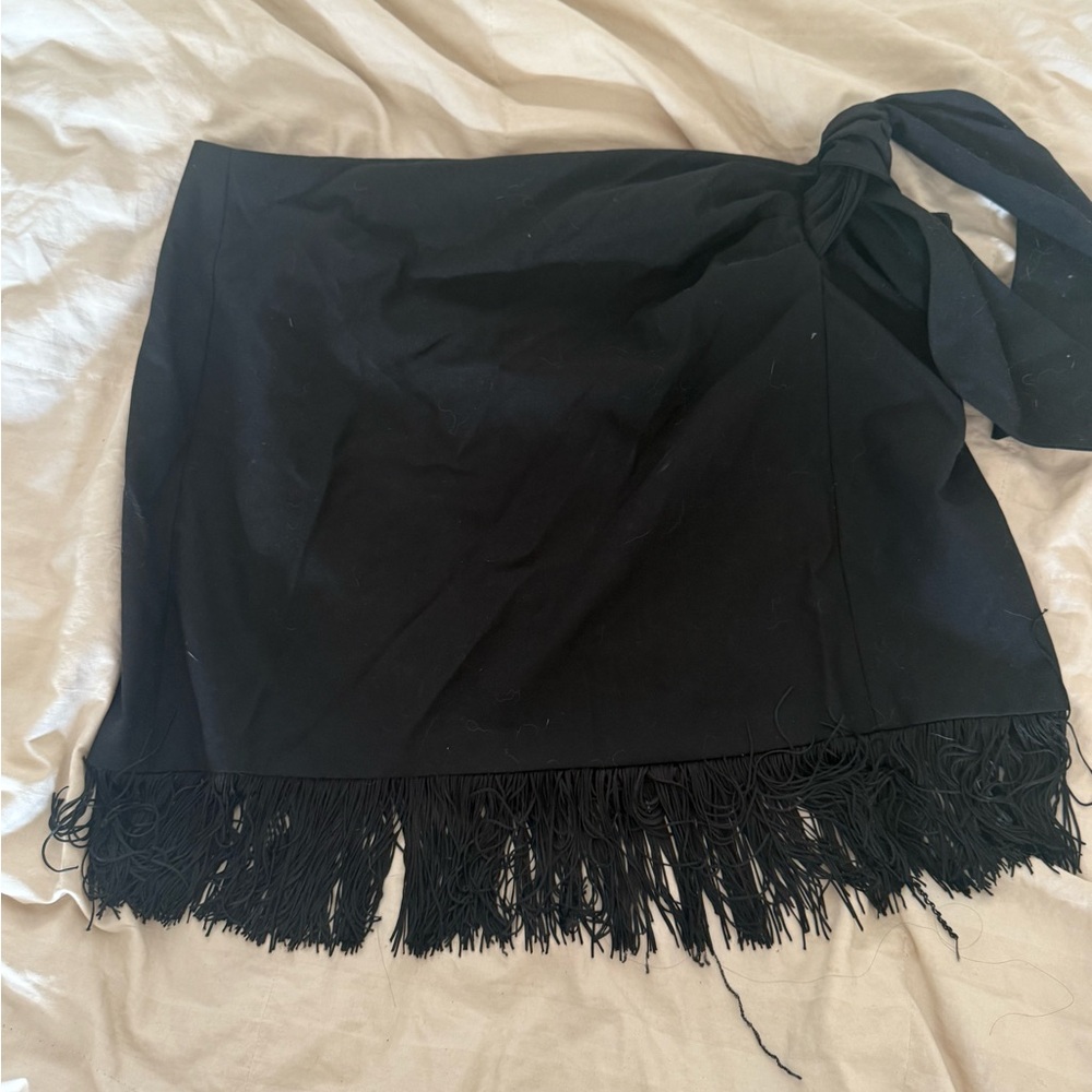 Zara Fringe Black Skirt